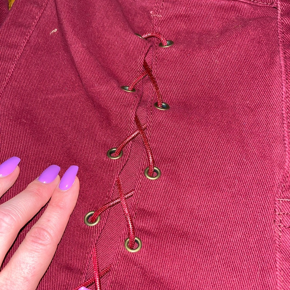 Maroon tie up flared pants size medium - Picture 6 of 9
